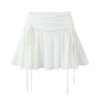 Balletcore High Waist Plain Mini A-Line Skirt White by Ulark