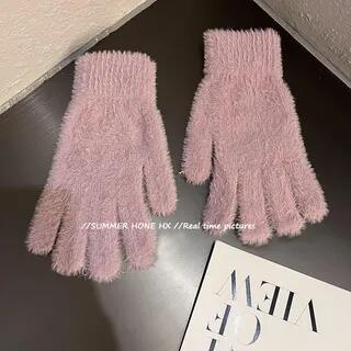 Plain Knit Gloves Light Purple by TAAK