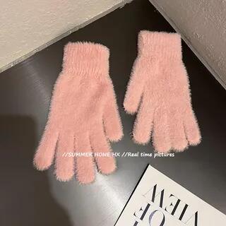 Plain Knit Gloves Pink by TAAK