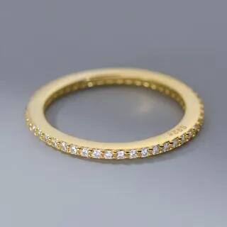 Rhinestone Sterling Silver Ring 1 Pc - S925 Silver - Gold - US Size 8 by A’ROCH