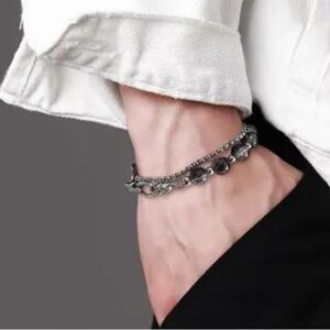 Bead Bracelet 1 Pc - Silver & Black | Lilafey 251525430