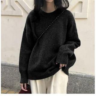 Crew Neck Plain Sweater Black by Ukiyo