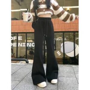 High Waist Plain Wide Leg Pants Black | Fabricino 254525989