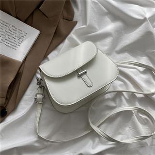 Faux Leather Flap Light Tote Bag White by Maorong