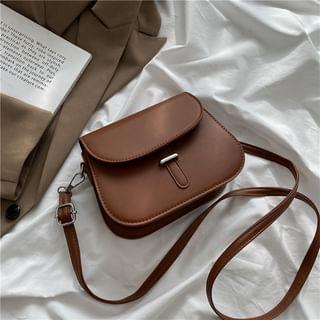 Faux Leather Flap Light Tote Bag Brown by Maorong