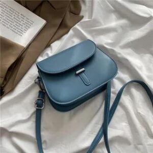Faux Leather Flap Light Tote Bag Blue 254754853