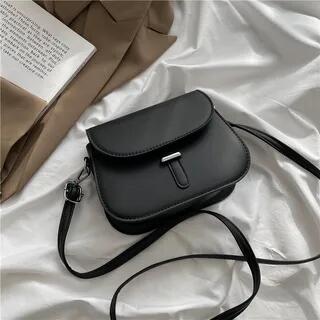 Faux Leather Flap Light Tote Bag Black by Maorong