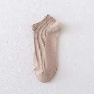Plain Ribbed Short Socks Light Coffee by Knitika