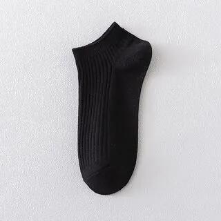 Plain Ribbed Short Socks Black by Knitika