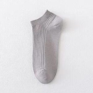 Plain Ribbed Short Socks Gray 258805405
