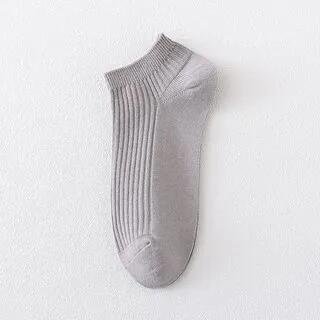 Plain Ribbed Short Socks Gray by Knitika
