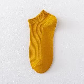 Plain Ribbed Short Socks Curcumin by Knitika