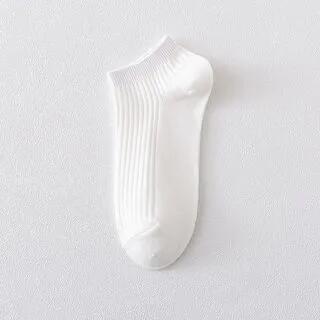 Plain Ribbed Short Socks White by Knitika
