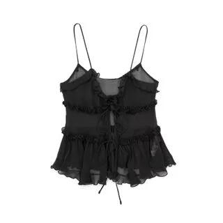 Plain Ruffled Camisole Top Black by Asiris