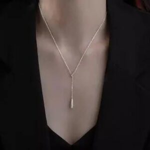 Droplet Pendant Sterling Silver Necklace 1pc - Silver | Gaya 258806390