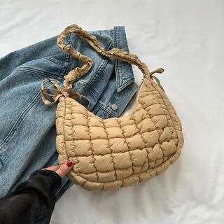Quilted Shoulder Bag Khaki by NewTown