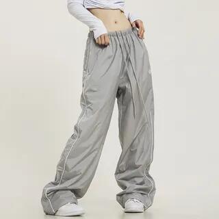 Low Waist Striped Loose-Fit Wide-Leg Sweatpants Light Gray by Rosesand