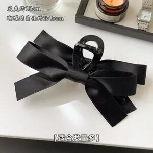 Bow Fabric Hair Claw Glitter - Black - 13cm | Ordinario 258806986