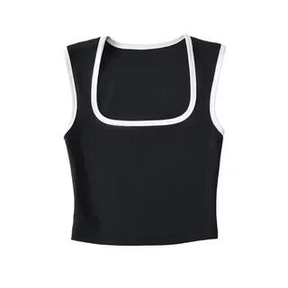 Contrast Trim Crop Tank Top Black by Sosana
