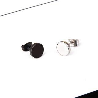 Stainless Steel Disc Earring Black - 1cm | Prushia by Prushia