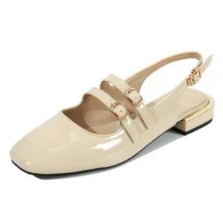 Double Strap Slingback Flats Almond by Karlao