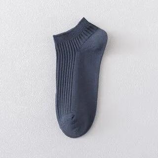 Plain Ribbed Short Socks Dark Blue by Knitika