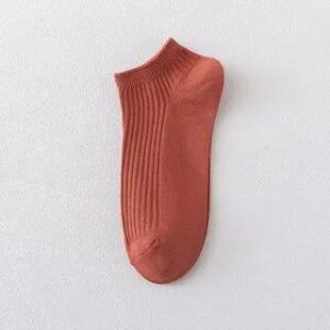 Plain Ribbed Short Socks Brick Red 258811615