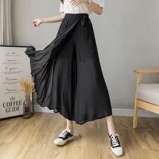 High Waist Plain Pleated Wide Leg Pants Black by Daybreak