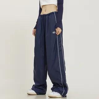 Low Waist Striped Loose-Fit Wide-Leg Sweatpants Blue by Rosesand