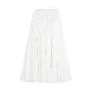 High Waist Plain Maxi A-Line Skirt White 258814177