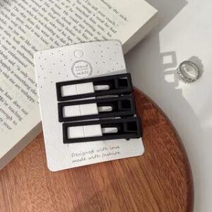 Set of 3: Hair Clip Set Of 3 - Pointed Rectangle - Black 258814185