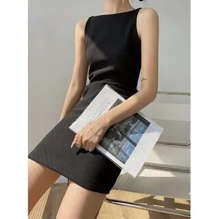 Sleeveless Plain Mini Bodycon Dress Black by MSSBridal