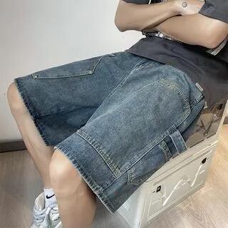 Washed Wide-Leg Denim Shorts Blue by Whyessa