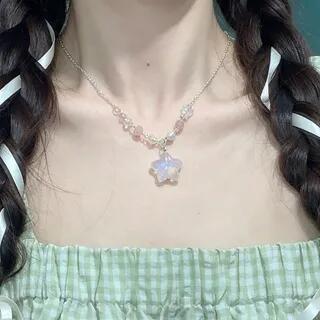 Star Pendant Bead Necklace White Star - Silver | Sharkkira by Sharkkira
