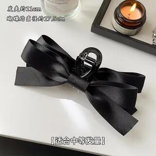 Bow Fabric Hair Claw Glitter - Black - 11cm | Ordinario by Ordinario