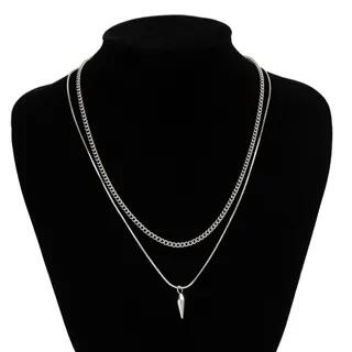 Stud Layered Necklace 04658 - Silver | Gretlyn by Gretlyn