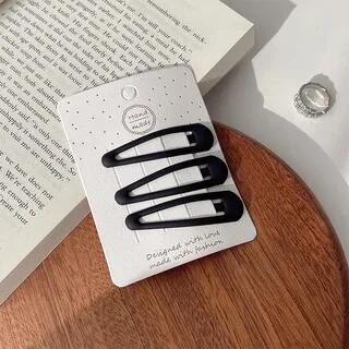 Set of 3: Hair Clip Set Of 3 - Water Droplets - Black | Miss Floral by Miss Floral