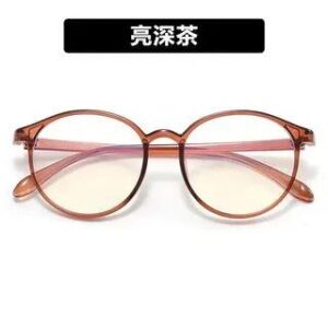 Round Blue Light Blocking Eyeglasses 07 - Brown | iLANURA 258823372