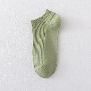Plain Ribbed Short Socks Green by Knitika