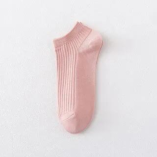 Plain Ribbed Short Socks Pink by Knitika