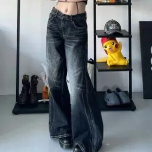 Low Waist Flared Jeans Black 258859772