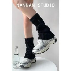 Distressed Knit Leg Warmer Black 258942372