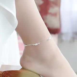 925 Sterling Silver Layered Bracelet / Anklet Anklet - Silver by Forainer