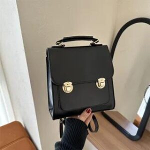 Flap Faux Leather Light Tote Bag Black 259310999