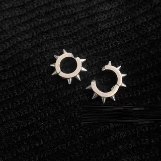 Punk Stainless Steel Stud Hoop Earring / Clip-On Earring 1 Pair - Clip On Earring - Silver by Malnia Home