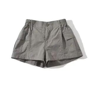 Mid Rise Plain Cargo Shorts Charcoal Gray by Hollahop