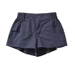 Mid Rise Plain Cargo Shorts Navy Blue by Hollahop