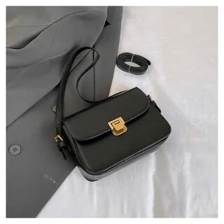 Faux Leather Flap Sling Bag Black by Maorong