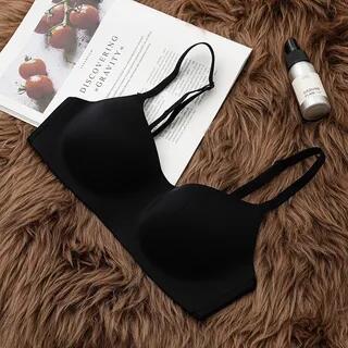 Plain Seamless Wireless Bra Black by Wildery