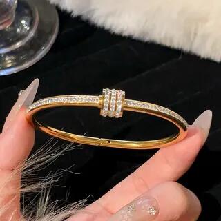 Rhinestone / Metallic Bangle Ring - Gold | Gaya by Gaya